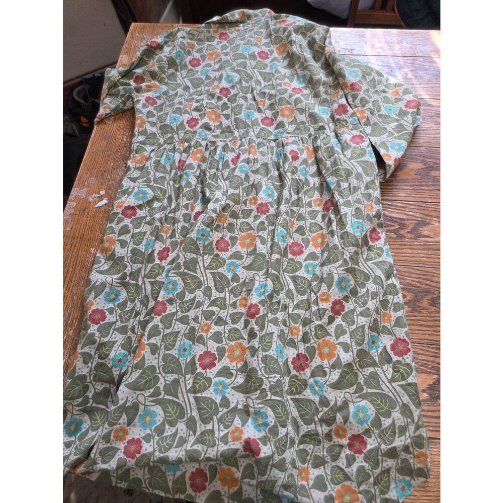 Gudrun Borelis green floral cotton button down dress sz Medium - Picture 5 of 5